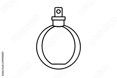 Round Perfume Bottle Silhouette Icon on White Background