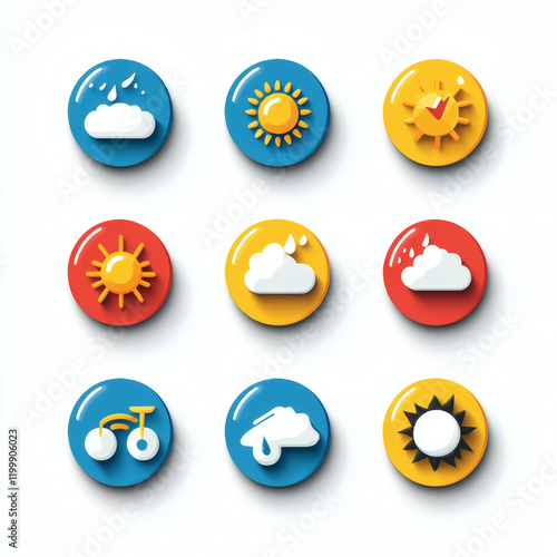 A Comprehensive Collection of Weather Icons Featuring Sun, Rain, Cloud, Snowflake, Lightning, Tornado, Wind, Thermometer, and Umbrella, Rendered in 9 Unique Styles Including Flat, Isometric, Line Art,