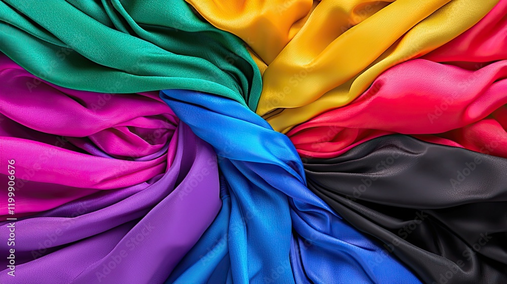 Studio photography of vibrant silk fabrics Studio photography of vibrant silk fabrics