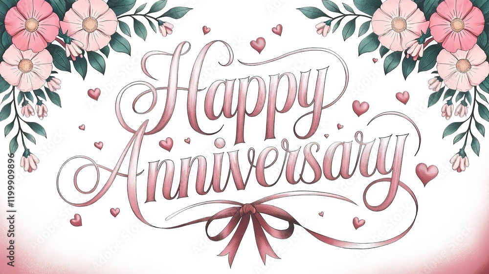 Happy Anniversary banner with writing. Using golden celebratory writing for the anniversary. Generative Ai Happy Anniversary banner with writing. Using golden celebratory writing for the anniversary. Generative Ai