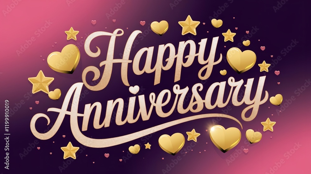 Happy Anniversary banner with writing. Using golden celebratory writing for the anniversary. Generative Ai Happy Anniversary banner with writing. Using golden celebratory writing for the anniversary. Generative Ai