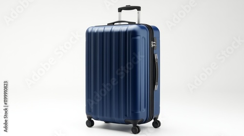 Wallpaper Mural Sturdy navy-blue suitcase with smooth wheels and modern design, isolated on a bright white background  Torontodigital.ca