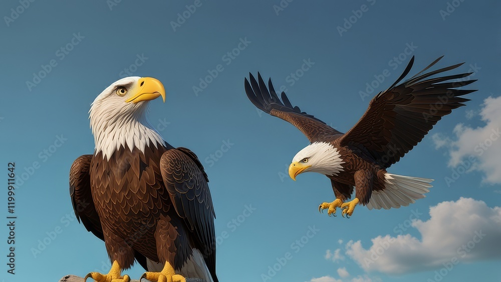 Obraz premium The bald eagle in flight. 