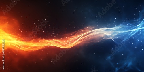 An entrancing display of vibrant, abstract light effects gracefully dance across a deep, black background. Perfect for adding a touch of modern elegance and intrigue to your creative projects.