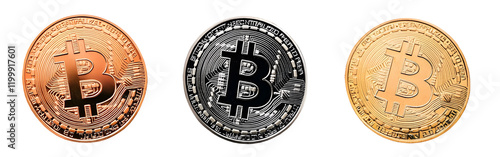 Three vit coins on white background