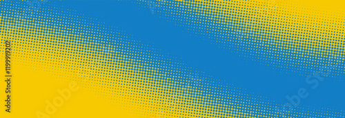 Modern blue and yellow pop art background with halftone dots in comic style, vector illustration eps10	