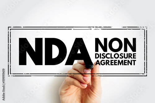 NDA Non-Disclosure Agreement - legal contract between two parties that outlines confidential material, acronym text stamp photo