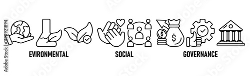 ESG banner web icon vector illustration for Environment Social Governance of corporate sustainability performance for investment screening
