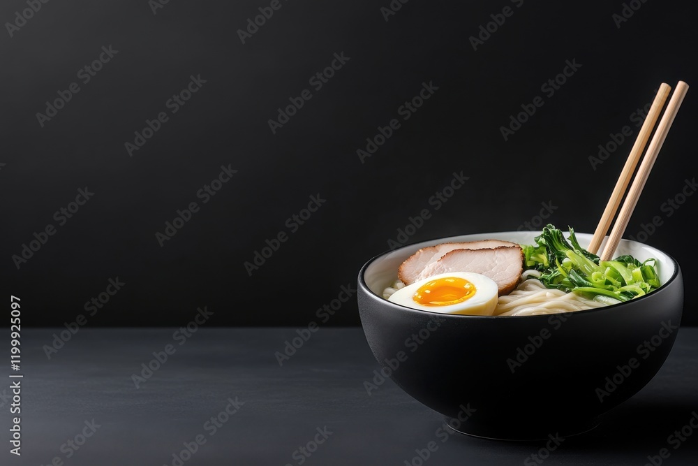 Delicious tonkotsu ramen bowl featuring tender pork, fresh bok choy, and a perfectly soft-boiled egg Delicious tonkotsu ramen bowl featuring tender pork, fresh bok choy, and a perfectly soft-boiled egg