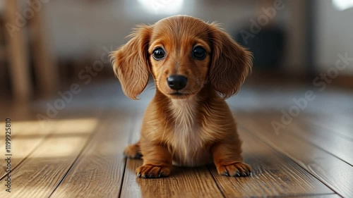 Adorable Longhaired Miniature Dachshund Puppy