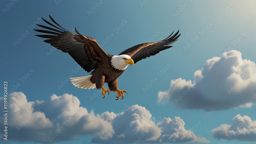 Naklejka premium The bald eagle in flight.
