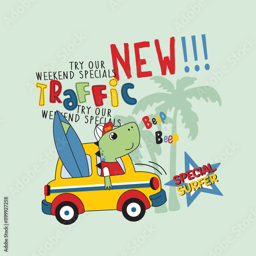 Adorable animal vector illustration traveling with mochi to the beach for a surfing adventure in a playful and cheerful design
