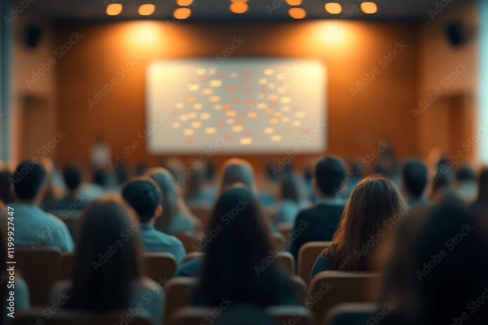 Audience in Meeting Room with Presentation Screen Audience in Meeting Room with Presentation Screen