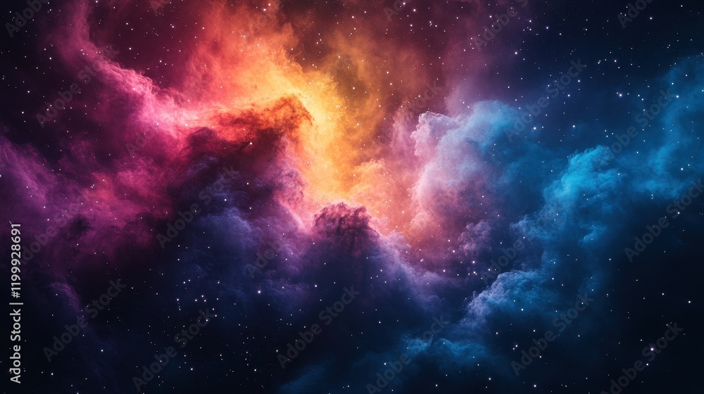 A vibrant cosmic scene showcasing colorful nebulae and starry background. A vibrant cosmic scene showcasing colorful nebulae and starry background.