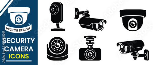 CCTV vector icon set. Security camera vector, silhouette, icon set. Video Surveillance camera, video. CCTV symbol, vector icon set. Vector illustration.