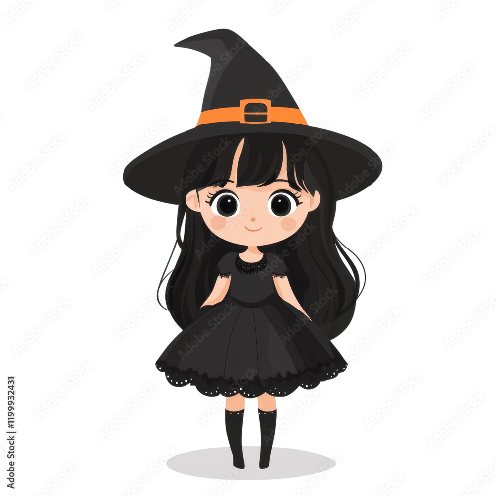 Cute Girl in Halloween Witch Costume Cute Girl in Halloween Witch Costume