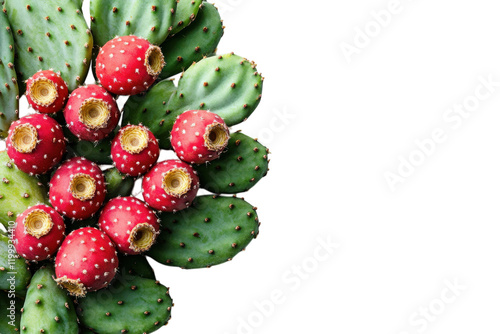 Prickly pear cactus with vibrant red fruit showcasing natural beauty in a close-up setting