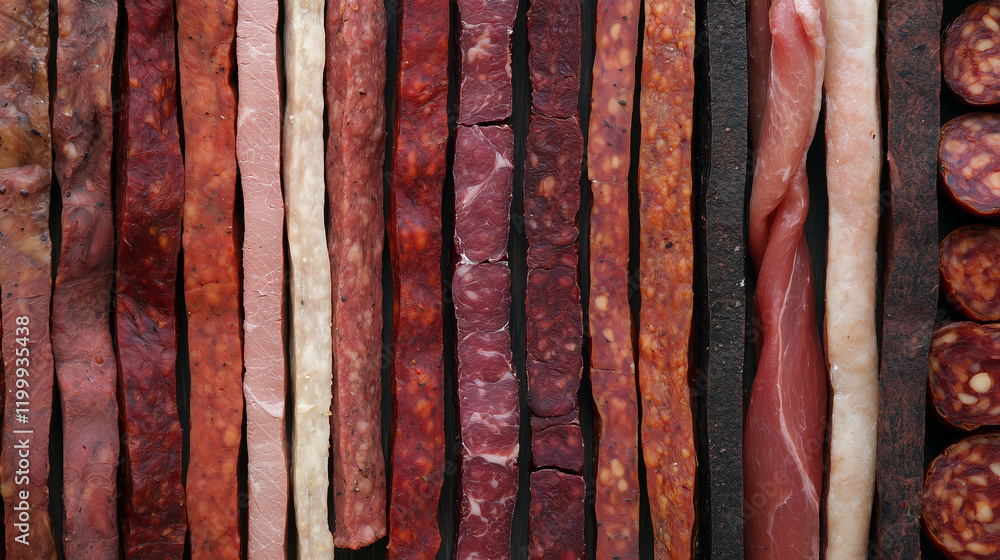Spanish Market Stall with Cured Smoked Meats Spanish Market Stall with Cured Smoked Meats