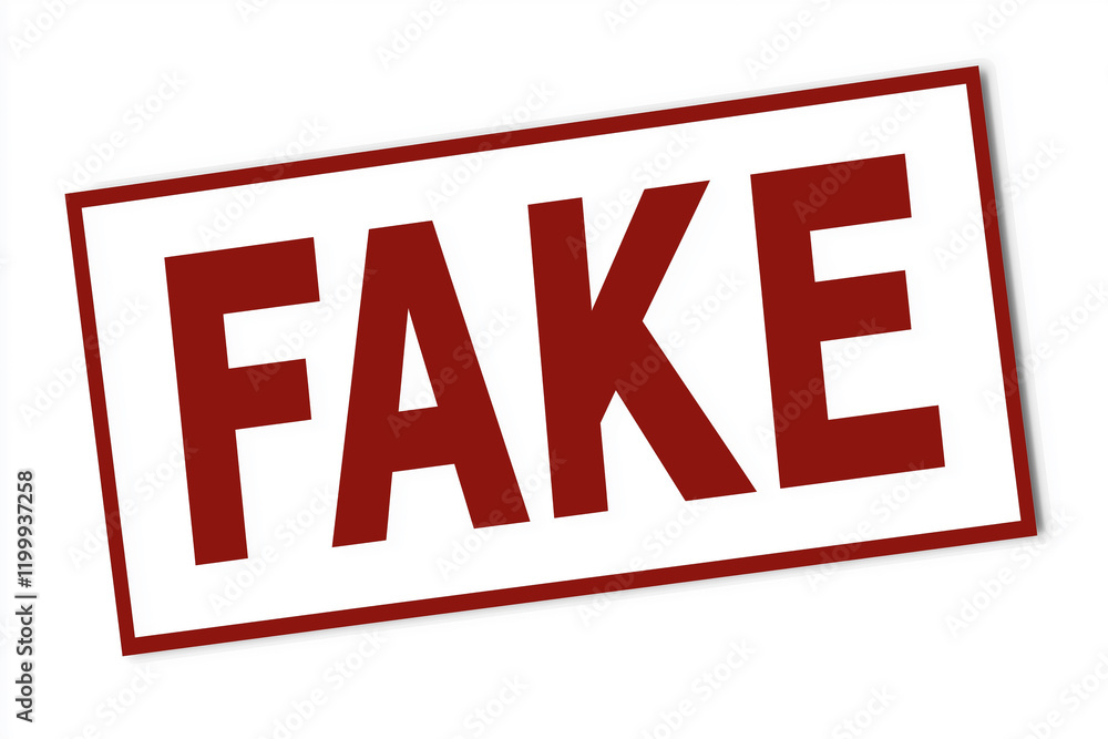 Fototapeta premium Fake word. Fake label. Minimalist red label with the word 