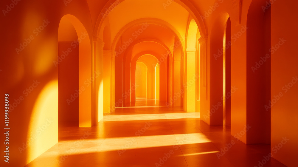 Fototapeta premium Dominated by golden and orange hues, creating a natural and dramatic atmosphere with deep shadows and light effects.