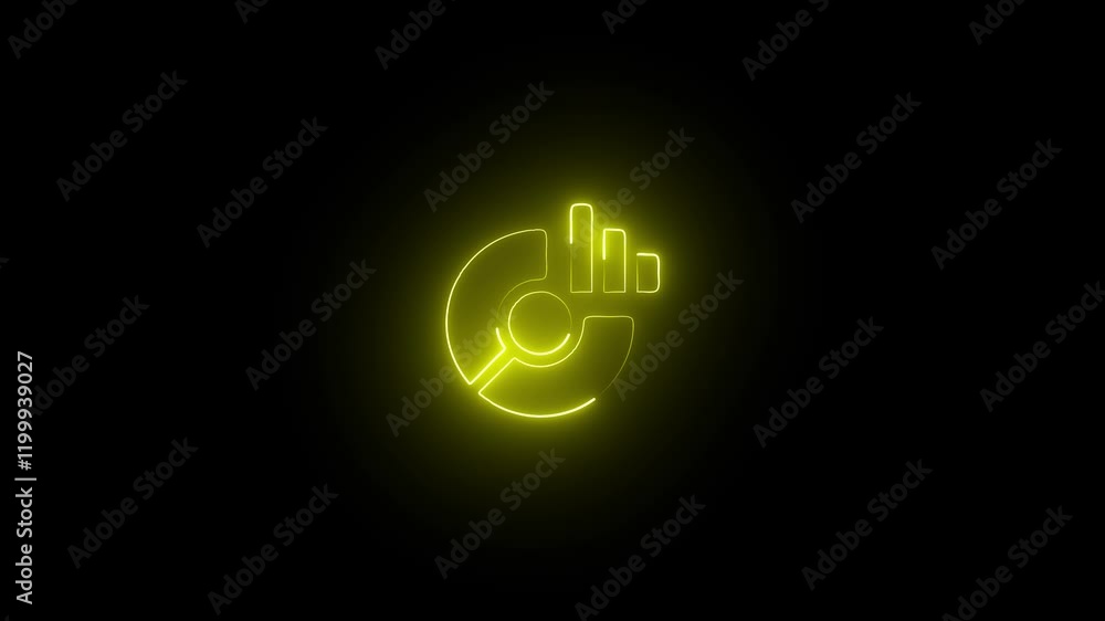 Futuristic Neon Glowing Presentation Chart Icon Featuring Financial Data and Analytics, Illuminating Dark Background with Vibrant Blue Light. Futuristic Neon Glowing Presentation Chart Icon Featuring Financial Data and Analytics, Illuminating Dark Background with Vibrant Blue Light.