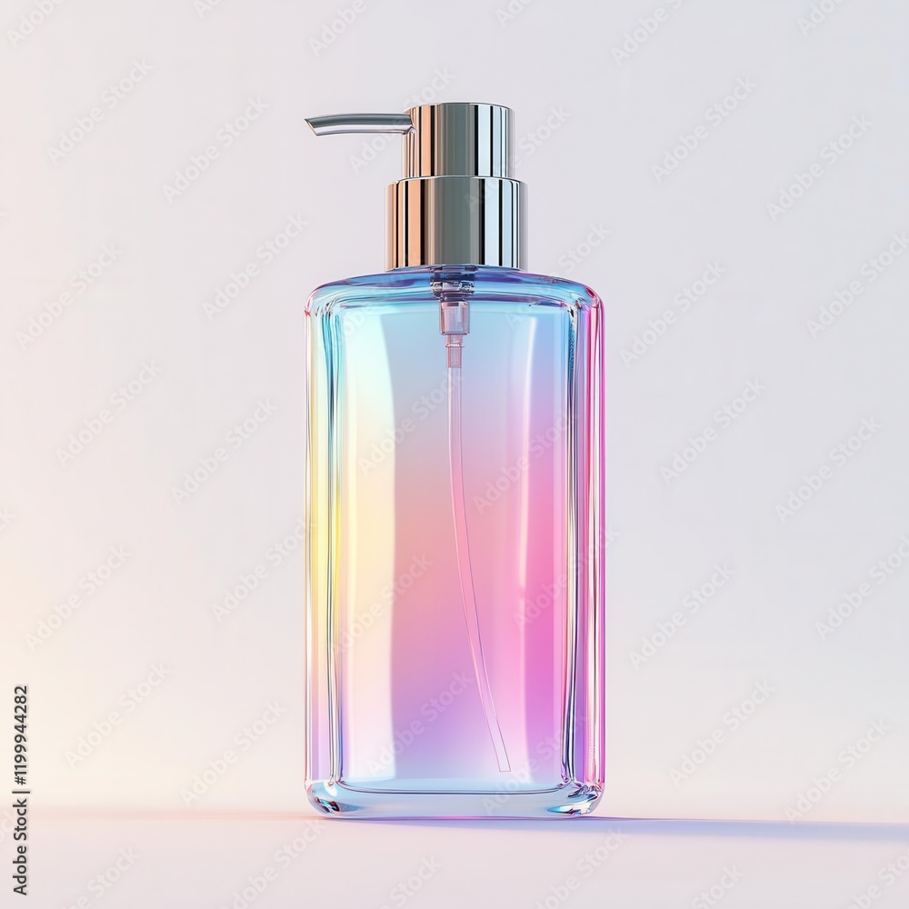 High-Quality 3D Rendering of a Glossy Transparent Pump Bottle High-Quality 3D Rendering of a Glossy Transparent Pump Bottle