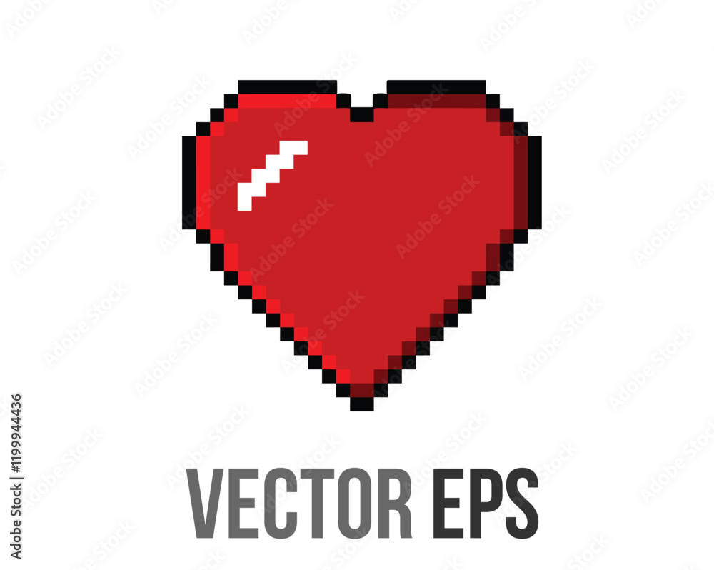 Fototapeta premium 8 bits pixel art love red heart icon