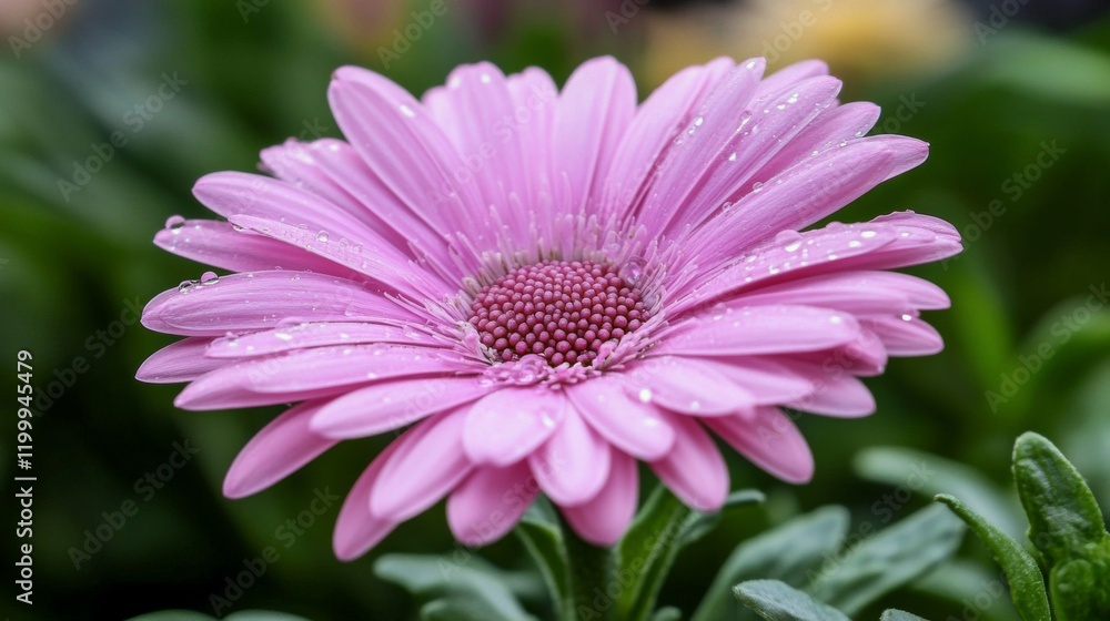 A close-up shot of a pink flower with clear water droplets on its petals, captured with soft lighting, giving the petals a fresh, dewy look A close-up shot of a pink flower with clear water droplets on its petals, captured with soft lighting, giving the petals a fresh, dewy look