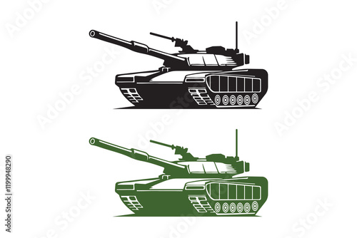 Military tank art silhouettes with color versions art black