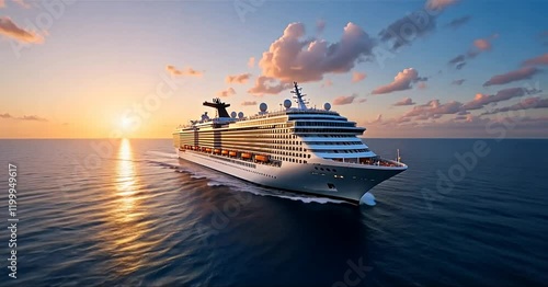 Majestic luxury cruise ship in the middle of the sea