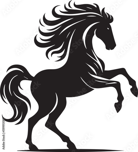 rearing horse black silhouette vector design isolated background
