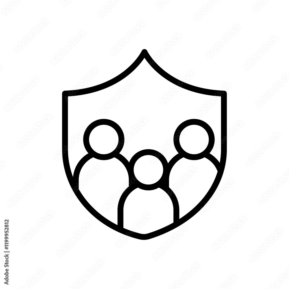 Family insurance icon Flat simple outline Family insurance icon Flat simple outline