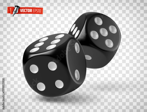 Vector realistic illustration of dices on a transparent background.