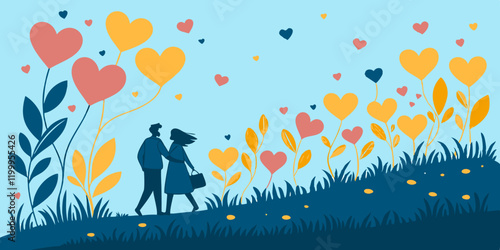 Love Couple Valentine Day Hearts Background