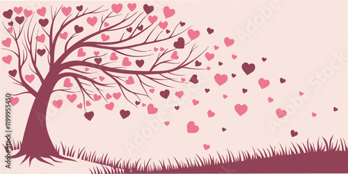 Tree with Hearts Love Valentines Background