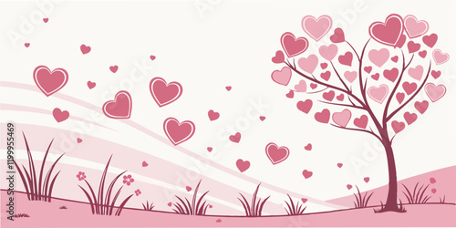 Tree With Hearts Love Valentine Background 