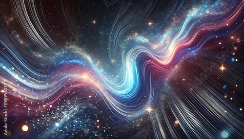 Abstract Cosmic Energy Flow with Vibrant Colors and Starry Background