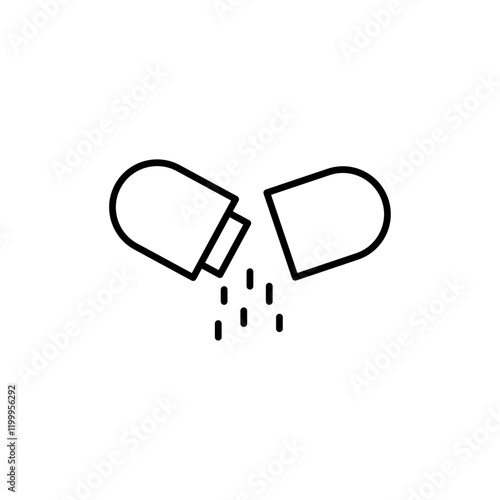 Open capsule pill icon Flat simple outline