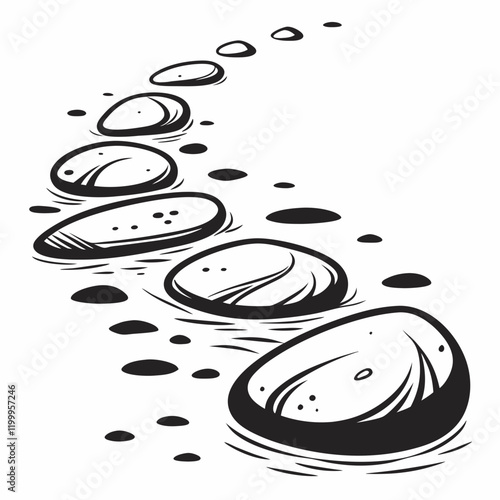 River Stones vector silhouette black design white background