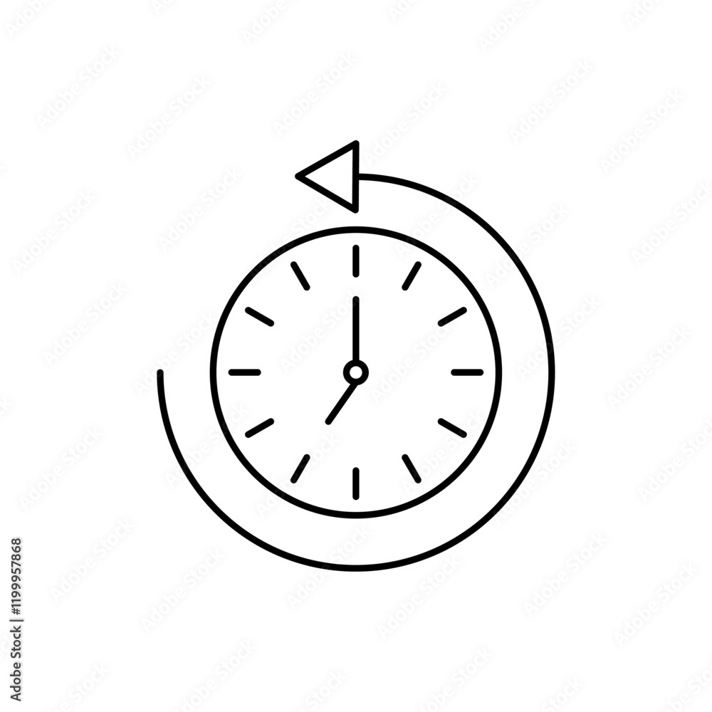 Rewind time icon Flat simple outline Rewind time icon Flat simple outline