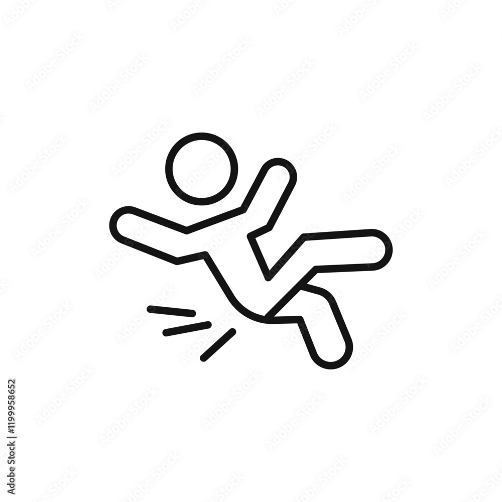 Slippery floor icon Flat simple outline Slippery floor icon Flat simple outline