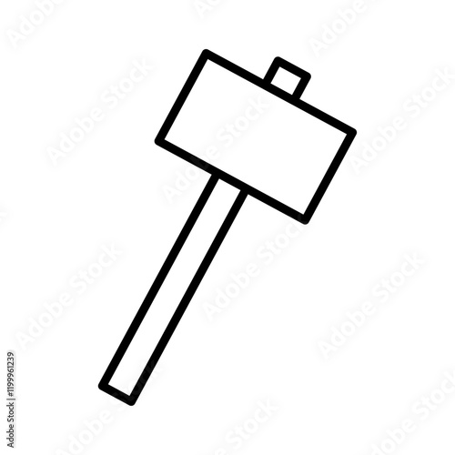 Wooden mallet icon Flat simple outline