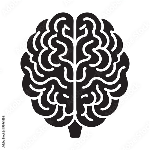 Human Brain Icon silhouette on white background
