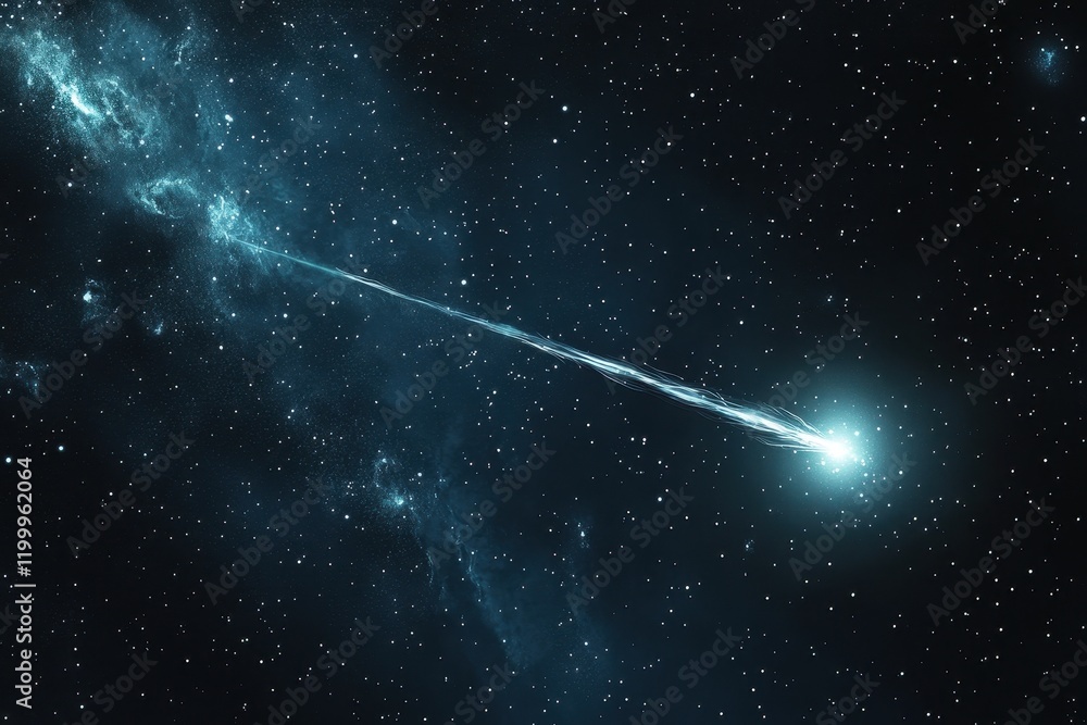 Celestial Comet Streaking Across Starry Nebula Celestial Comet Streaking Across Starry Nebula