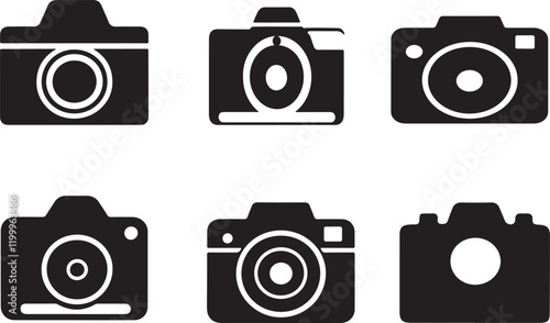 Camera icon set camera photo snapshot capture photograph shutter flash digital app modern minimalist symbol outline vector graphic icon flat style