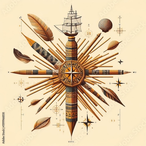 Micronesia Navigation Charts An illustration of traditional Micr photo