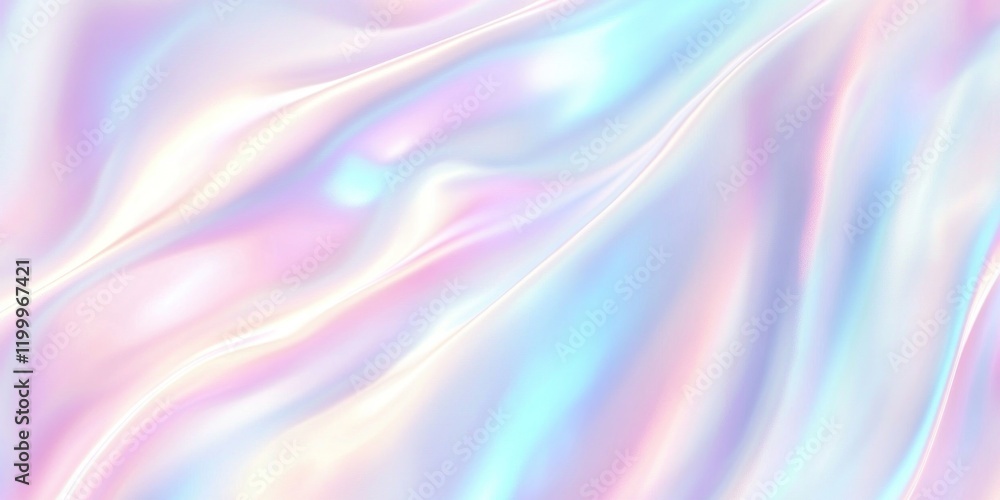 Naklejka premium Colorful iridescent, holographic rainbow foil texture background. Iridescent fabric trendy cloth holographic texture purple pink blue metal