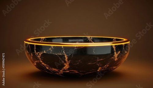Luminous Black Marble Bowl: A Study in Luxury and Elegance