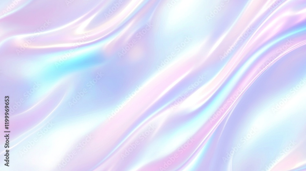 Fototapeta premium Colorful iridescent, holographic rainbow foil texture background. Iridescent fabric trendy cloth holographic texture purple pink blue metal