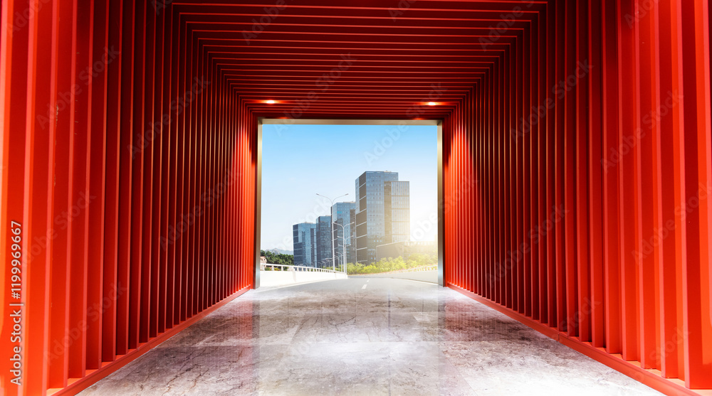 Background of empty red pedestrian walkway Background of empty red pedestrian walkway